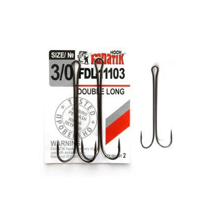 Fanatik Long Shank Double Hook Black #3/0 /2pcs