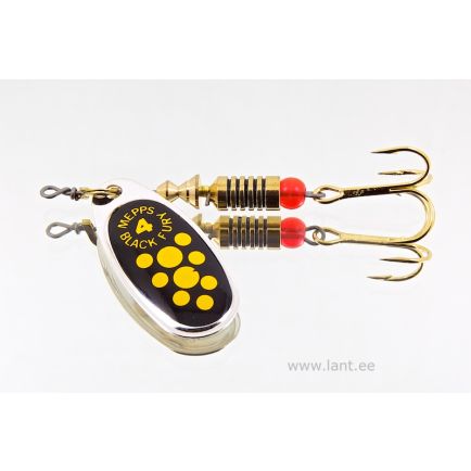 Mepps Black Fury Yellow Dot / Silver Nr 4 / 8g