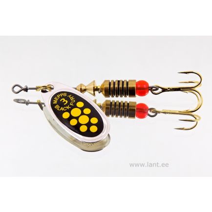 Mepps Black Fury Yellow Dot / Silver Nr 2 / 4,5g