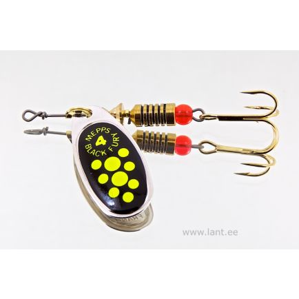 Mepps Black Fury Chartreuse Dot / Silver Nr 4 / 8g