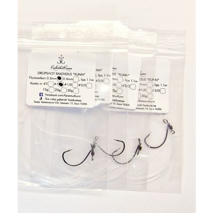 Kalastuskunn Flurocarbon Dropshot Rig 1.4m/0.4mm/#2