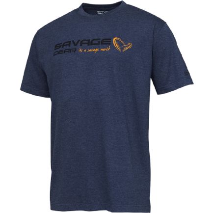 Savage Gear Signature Logo Blue Melange T-Shirt size XL
